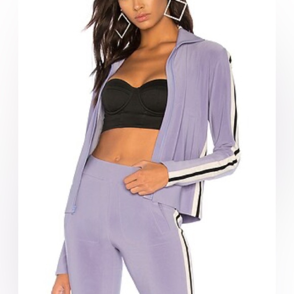 Norma Kamali Purple Side Stripe Turtle Jacket